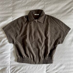 BNWT Zara Brown Zip-Up Collared Top
